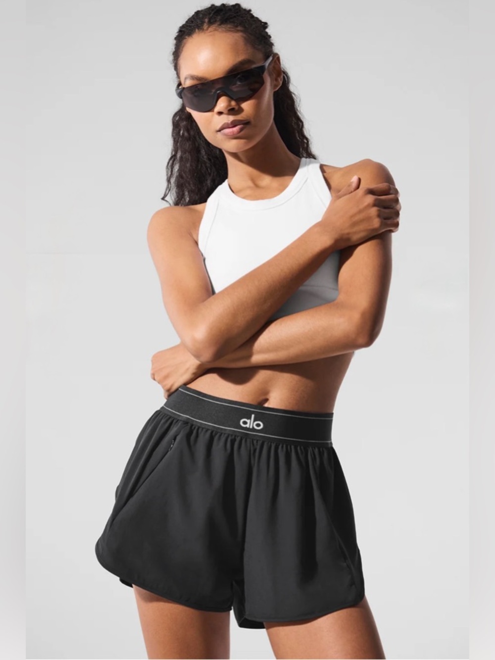 alo Match Point Shorts with Elastic Logo Waistband